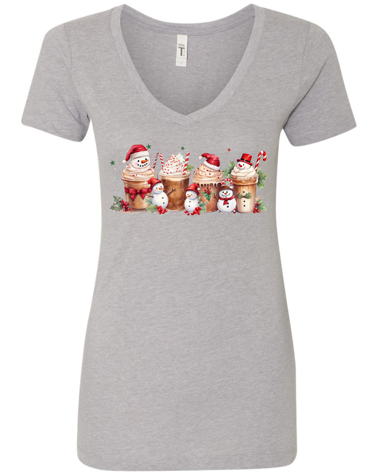 Cute coffee lovers v-neck t-shirt vneck tshirt tee silver light gray grey