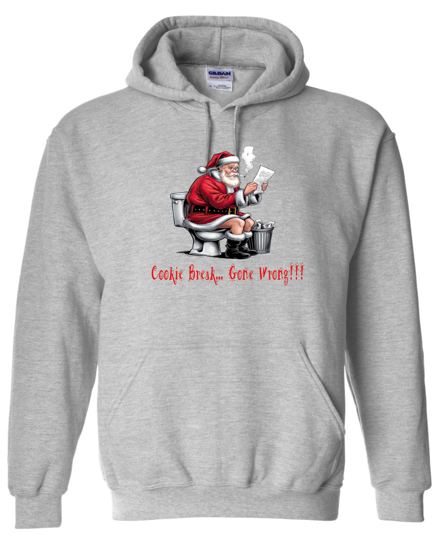 Naughty Santa Christmas gifts Santa in the toilet silver light gray grey hoodie