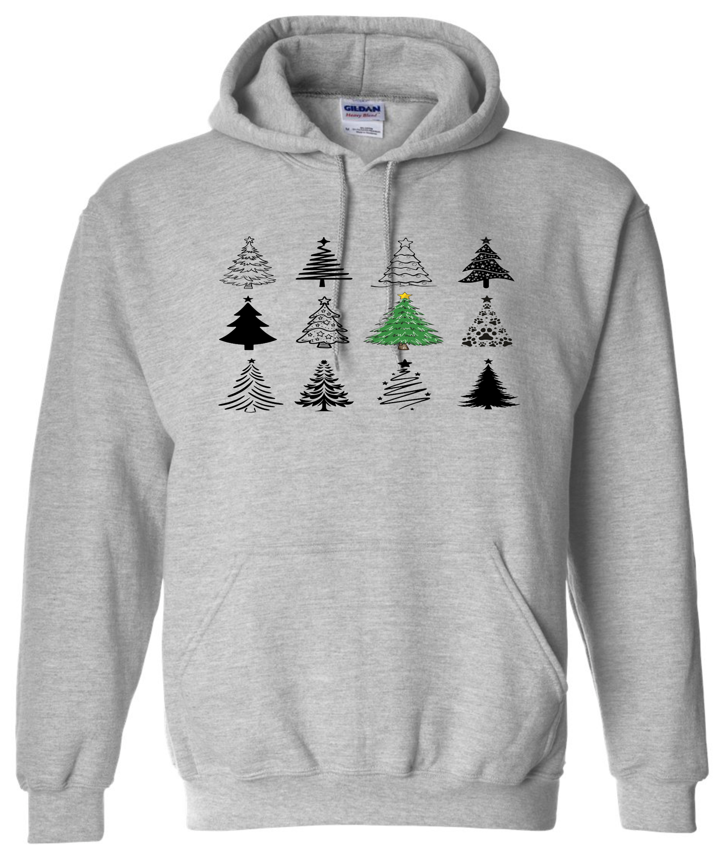 Christmas trees hoodie silver light gray grey