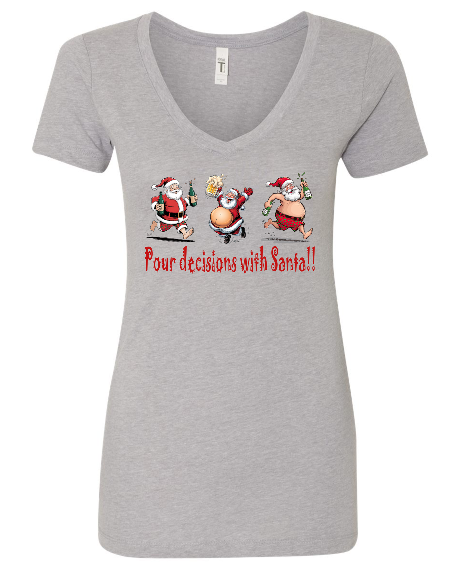 Hilarious Christmas v-neck t-shirt vneck tshirt tee silver light gray grey