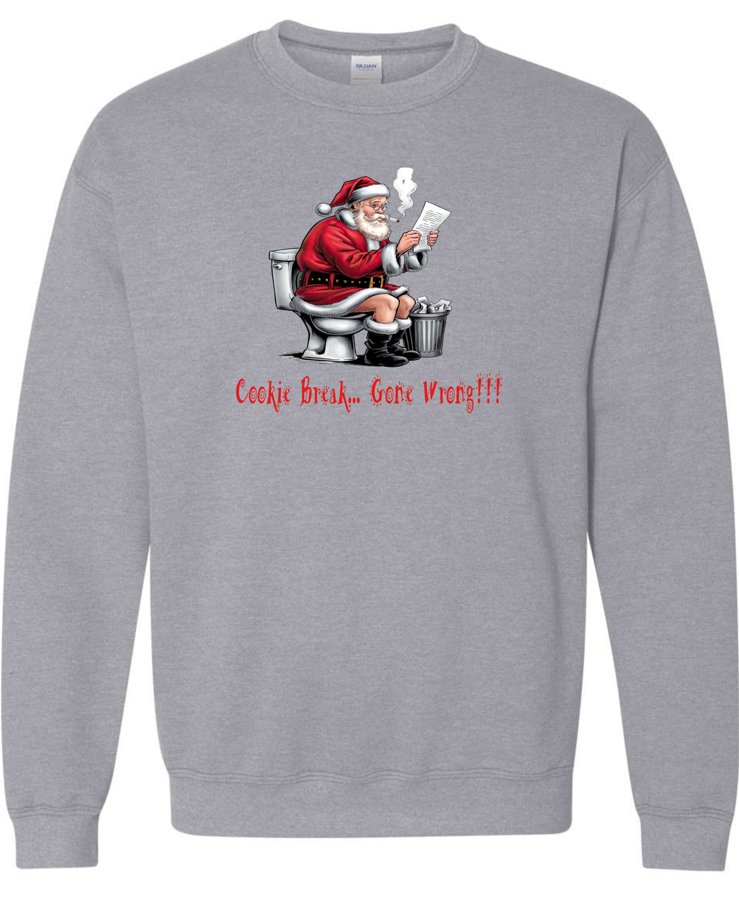 Adult humor Christmas sweatshirt long sleeve crewneck silver light gray grey