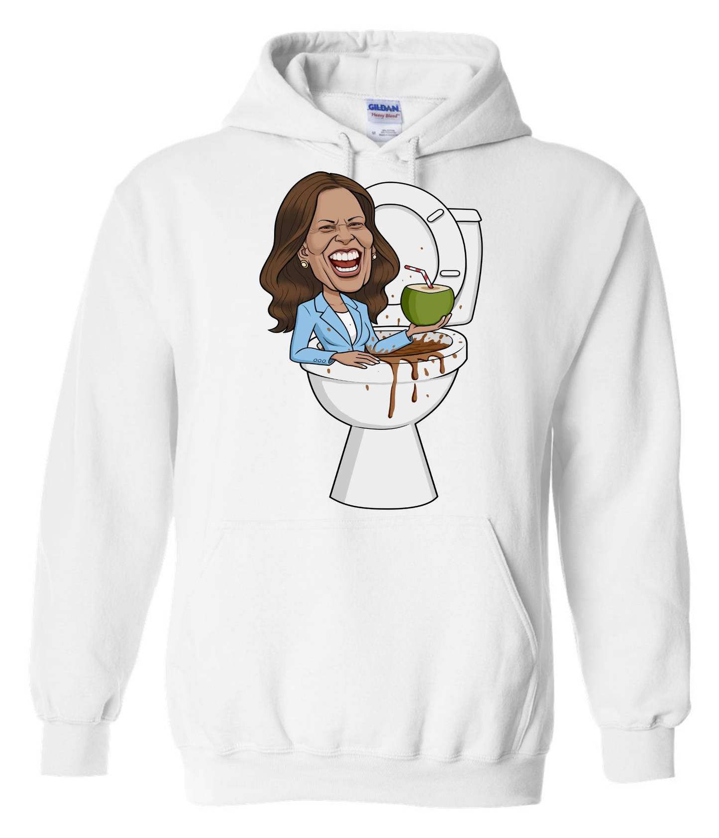 funny kamala harris coconut trees meme cartoon sweatshirt hoodie long sleeve white