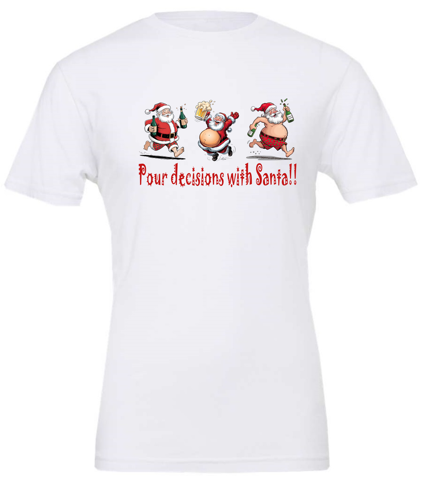 Alcoholic Santa gifts crewneck t-shirt tshirt tee white