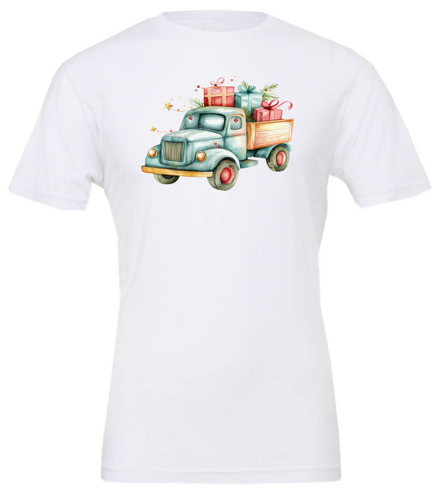 Christmas farm truck crewneck t-shirt tshirt tee white
