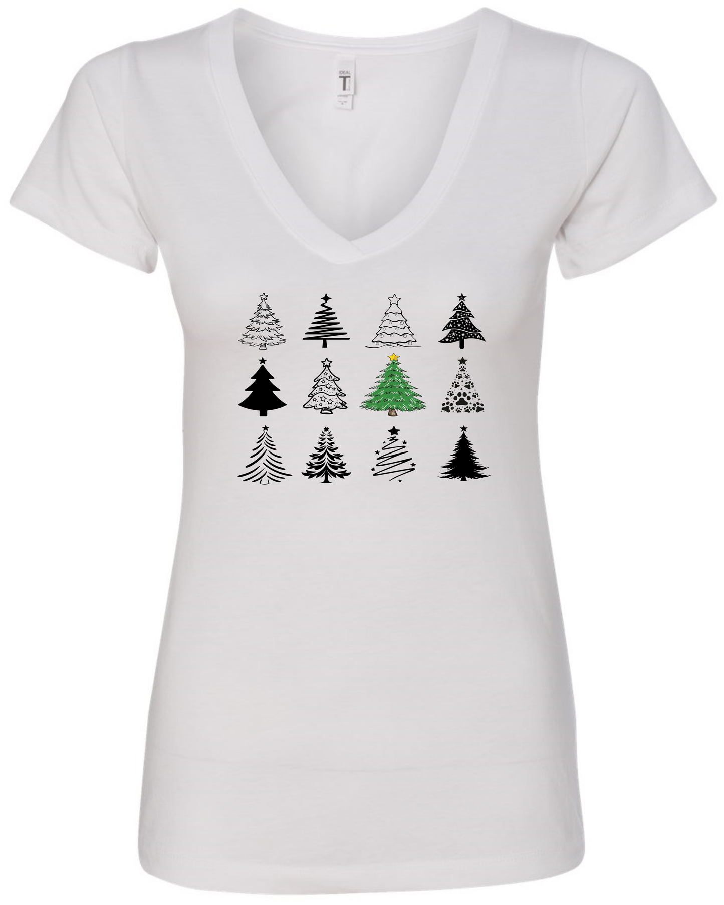 Cute Christmas trees v-neck t-shirt vneck tshirt tee white