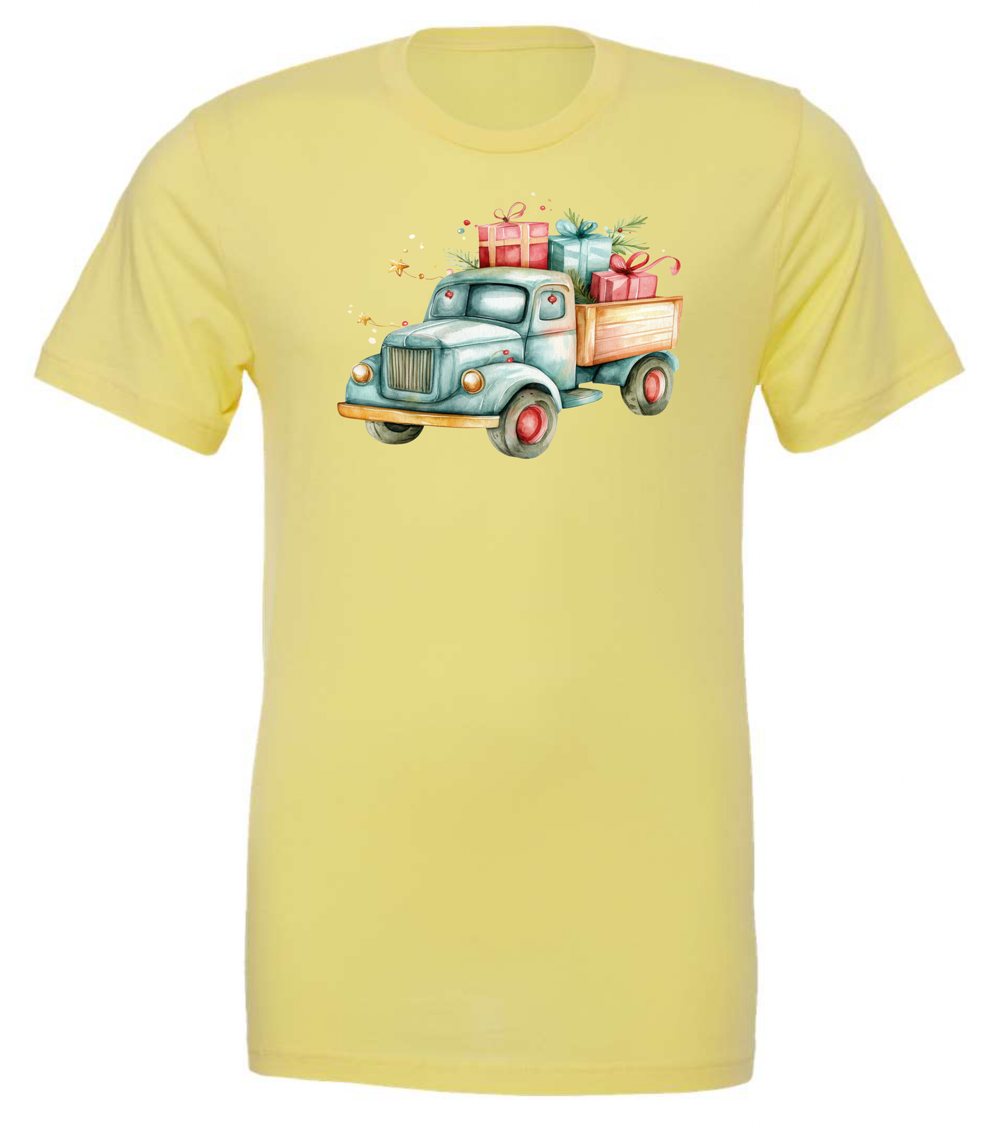Christmas farm truck crewneck t-shirt tshirt tee yellow