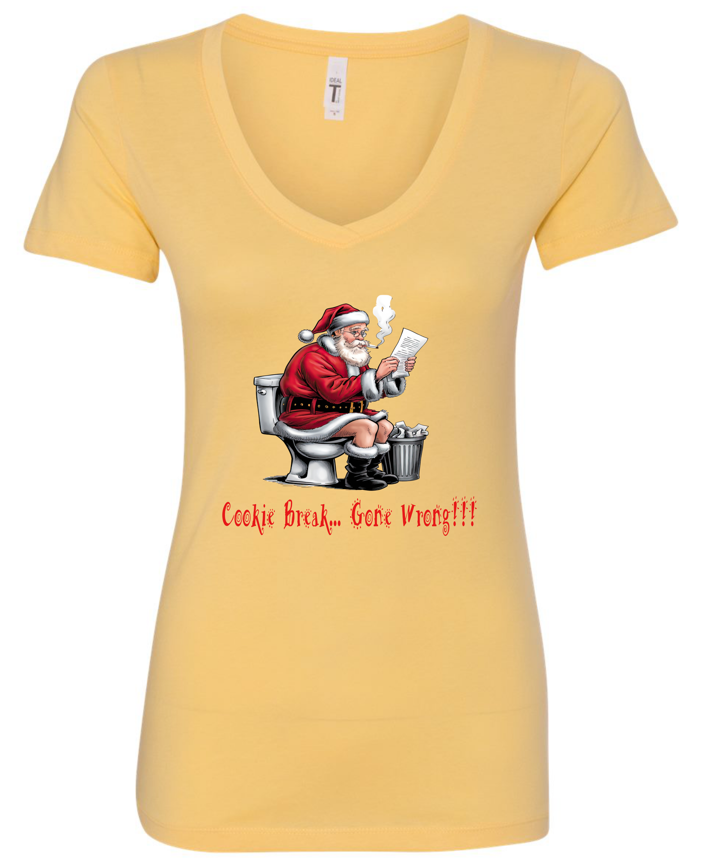 Naughty Santa holiday v-neck t-shirt vneck tshirt tee yellow