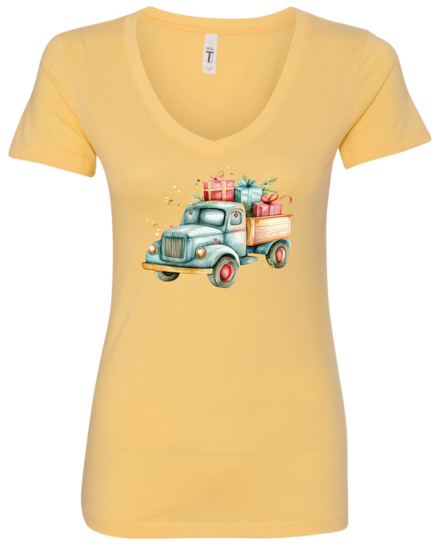 Cute farm truck v-neck t-shirt vneck tshirt tee yellow
