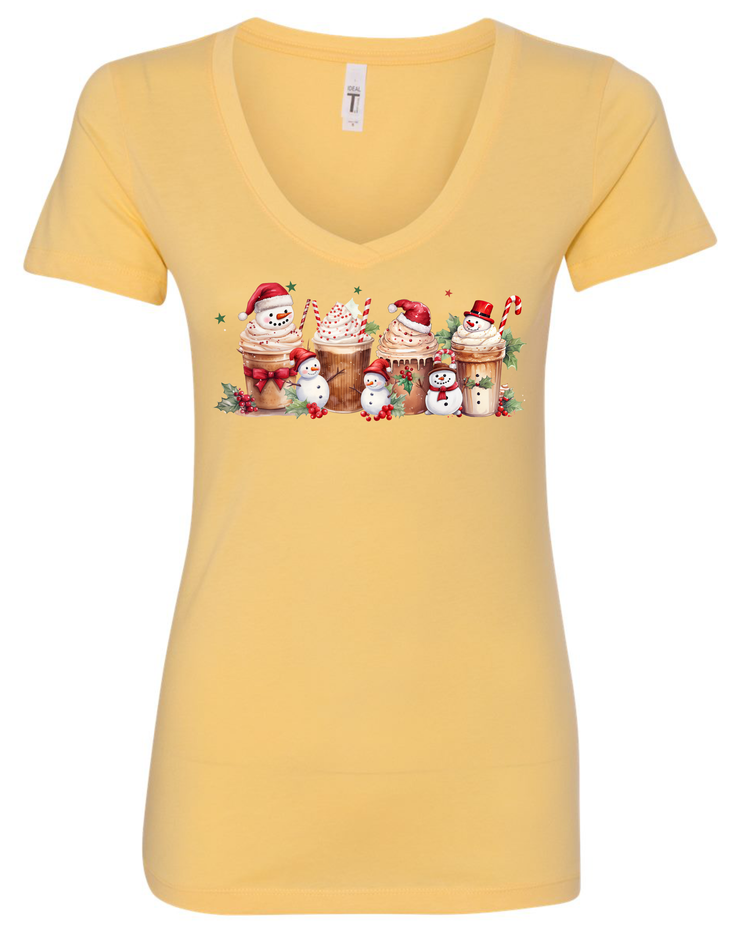 Cute coffee lovers v-neck t-shirt vneck tshirt tee yellow