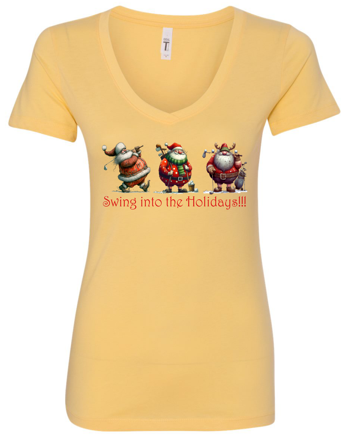 Christmas golf gifts v-neck t-shirt vneck tshirt tee yellow