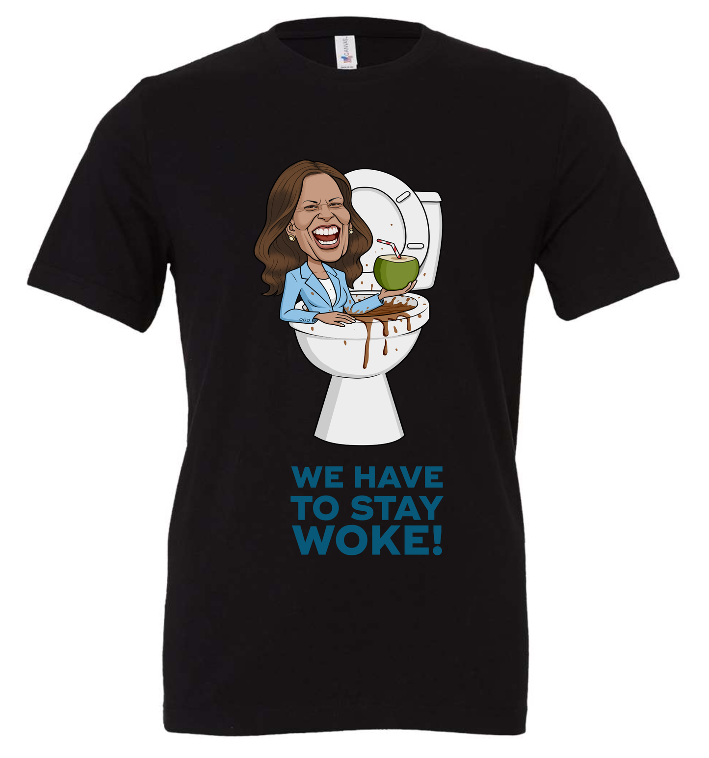 kamala stay woke with the coconut funny cartoon black man shirt