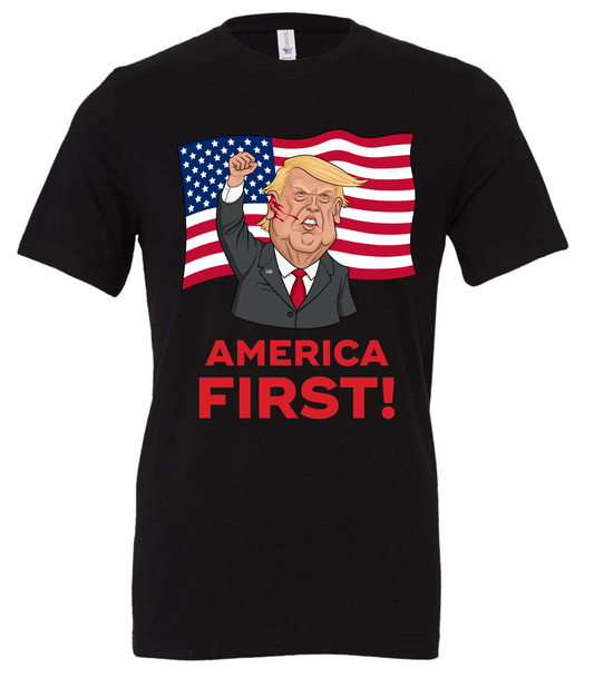 America first trump shot meme black tshirt