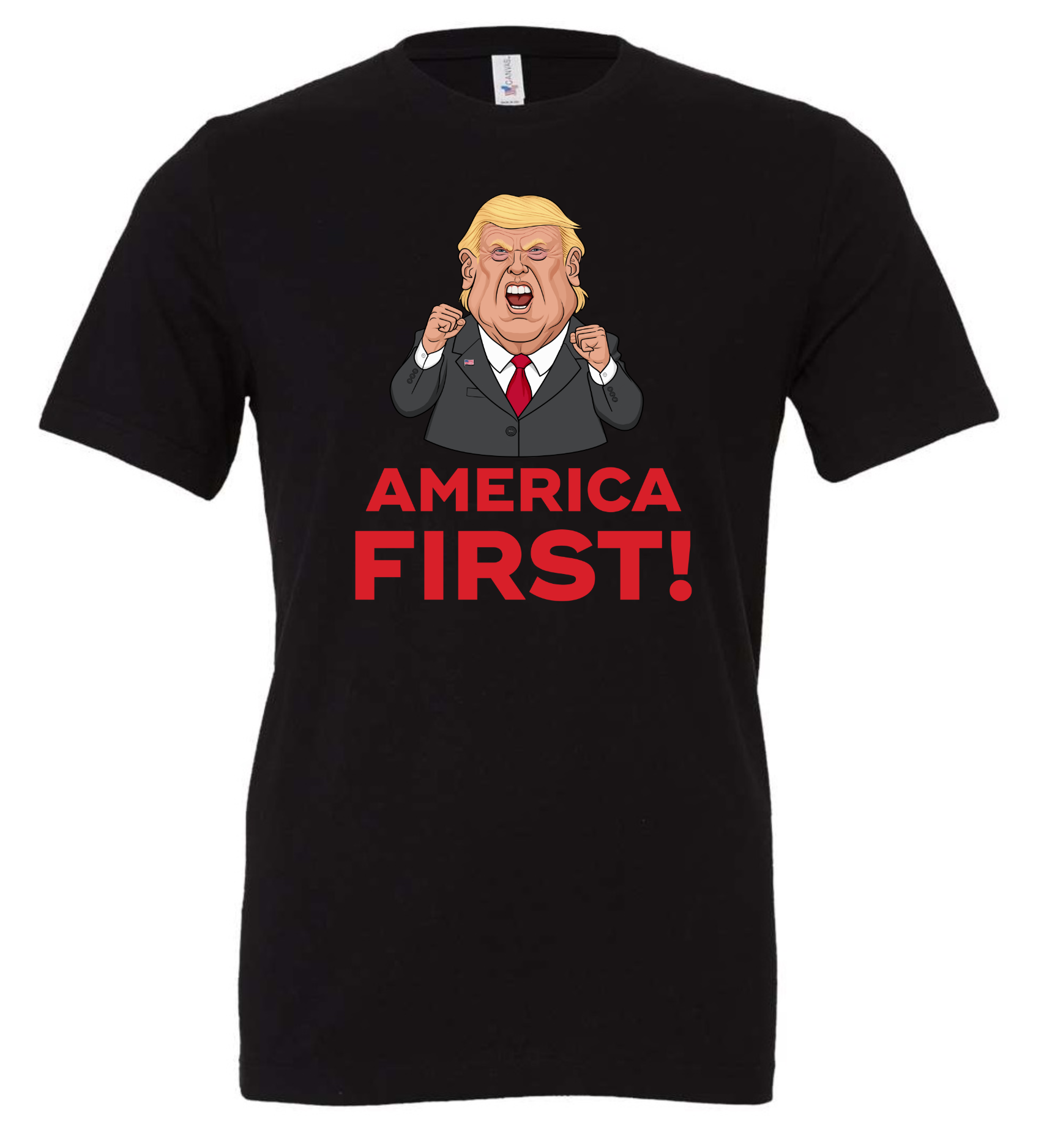 America first trump very mad face funny cartoon meme black tshirt tee