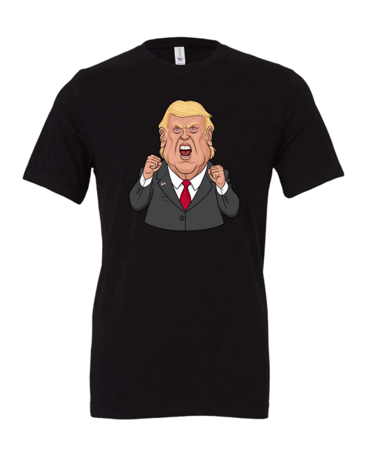 Donald Trump mad face meme cartoon black tshirt