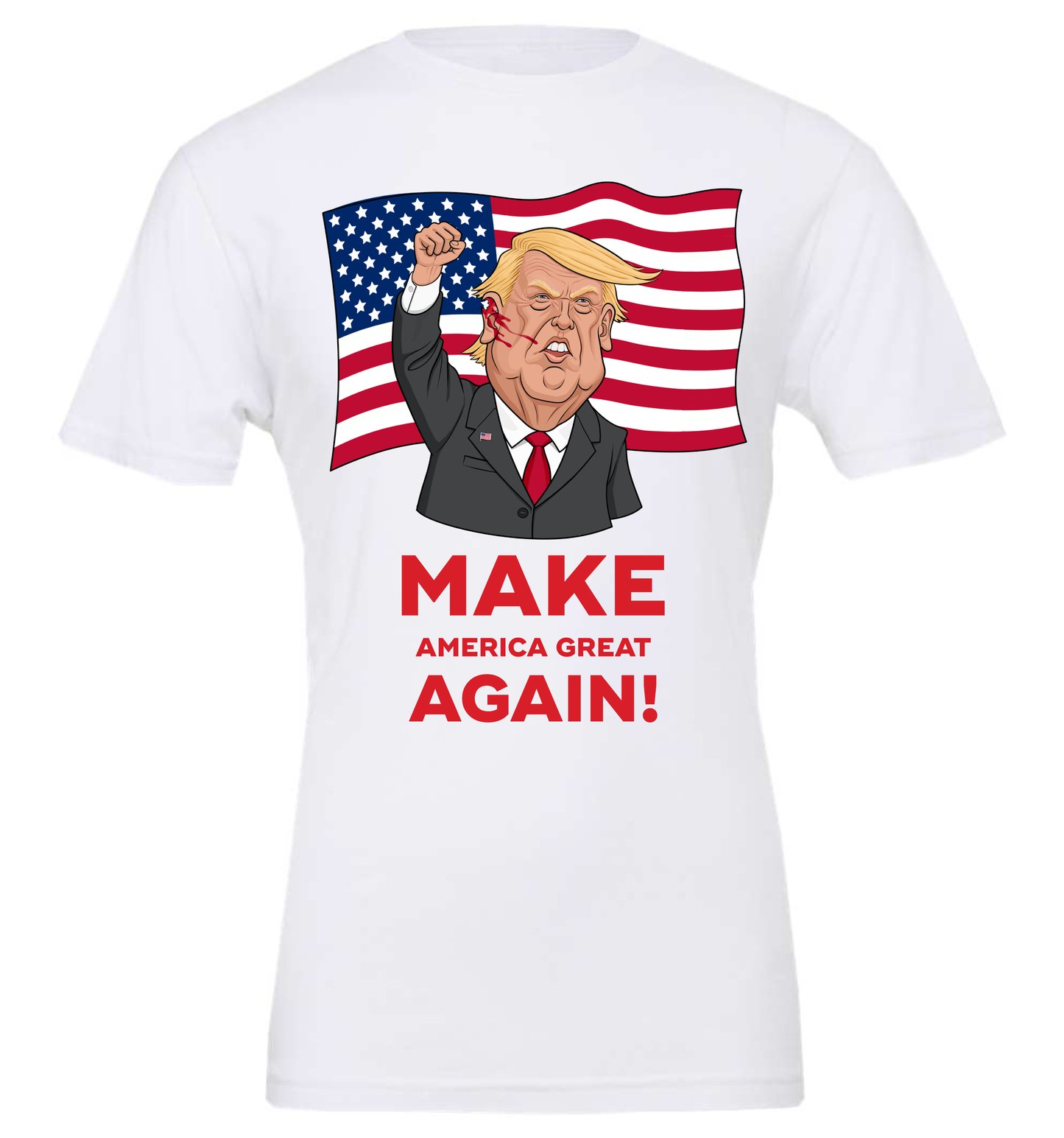 Make america great again donald trump shot meme maga white tshirt