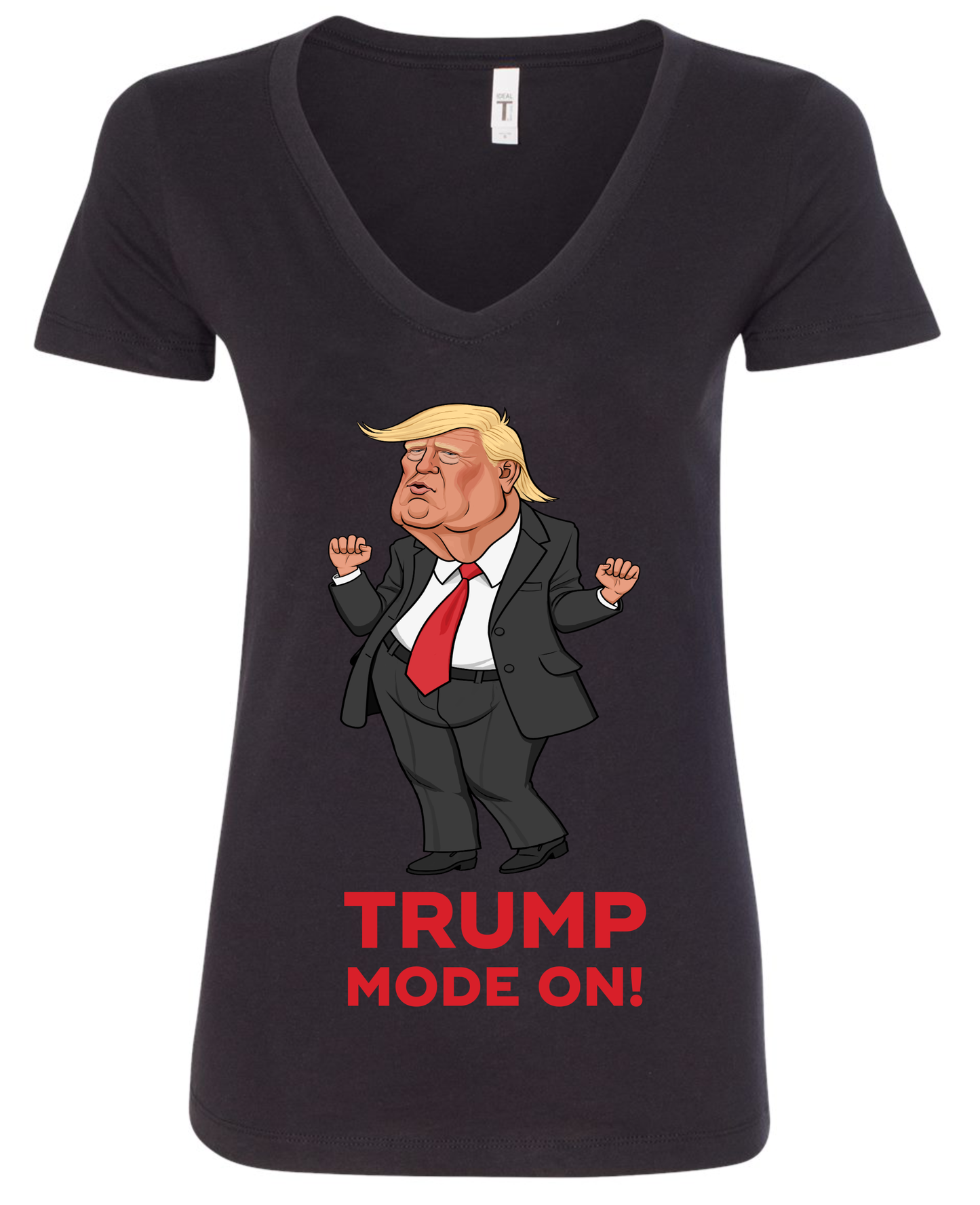 Trump mode on funny dancing meme black vneck tshirt 