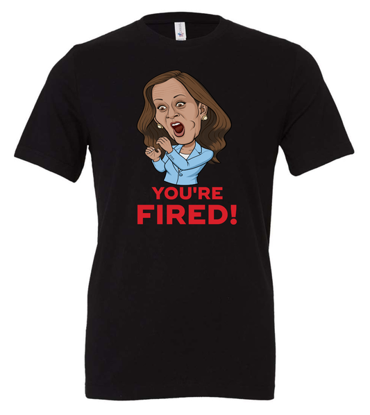 You're fired Kamala Harris funny cartoon meme black tshirt