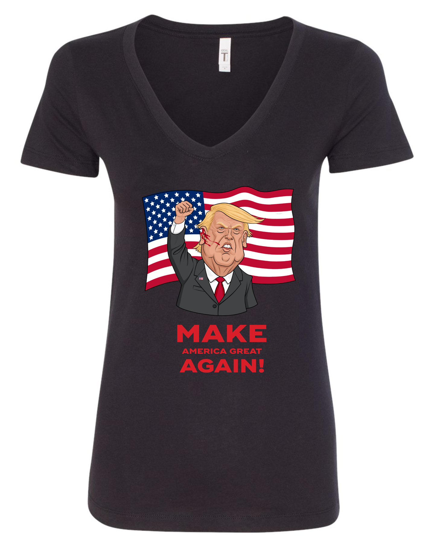 Make america great again trump shot vneck black