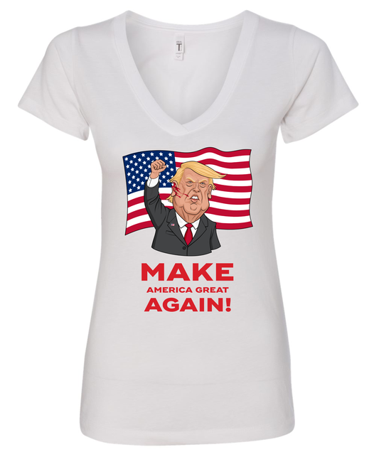 Make america great again trump shot white tshirt