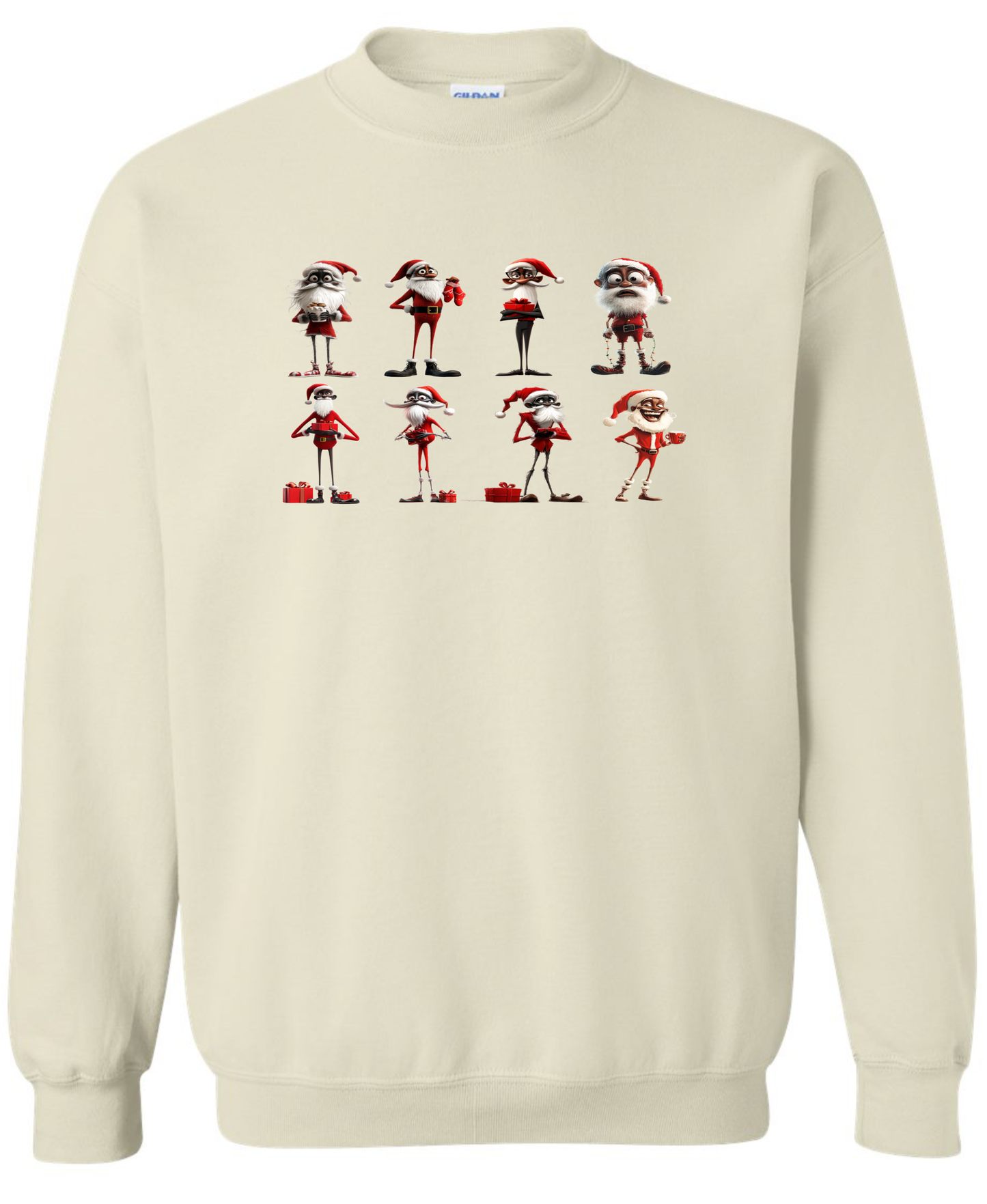 African skinny Santa beige sweatshirt long sleeve crewneck