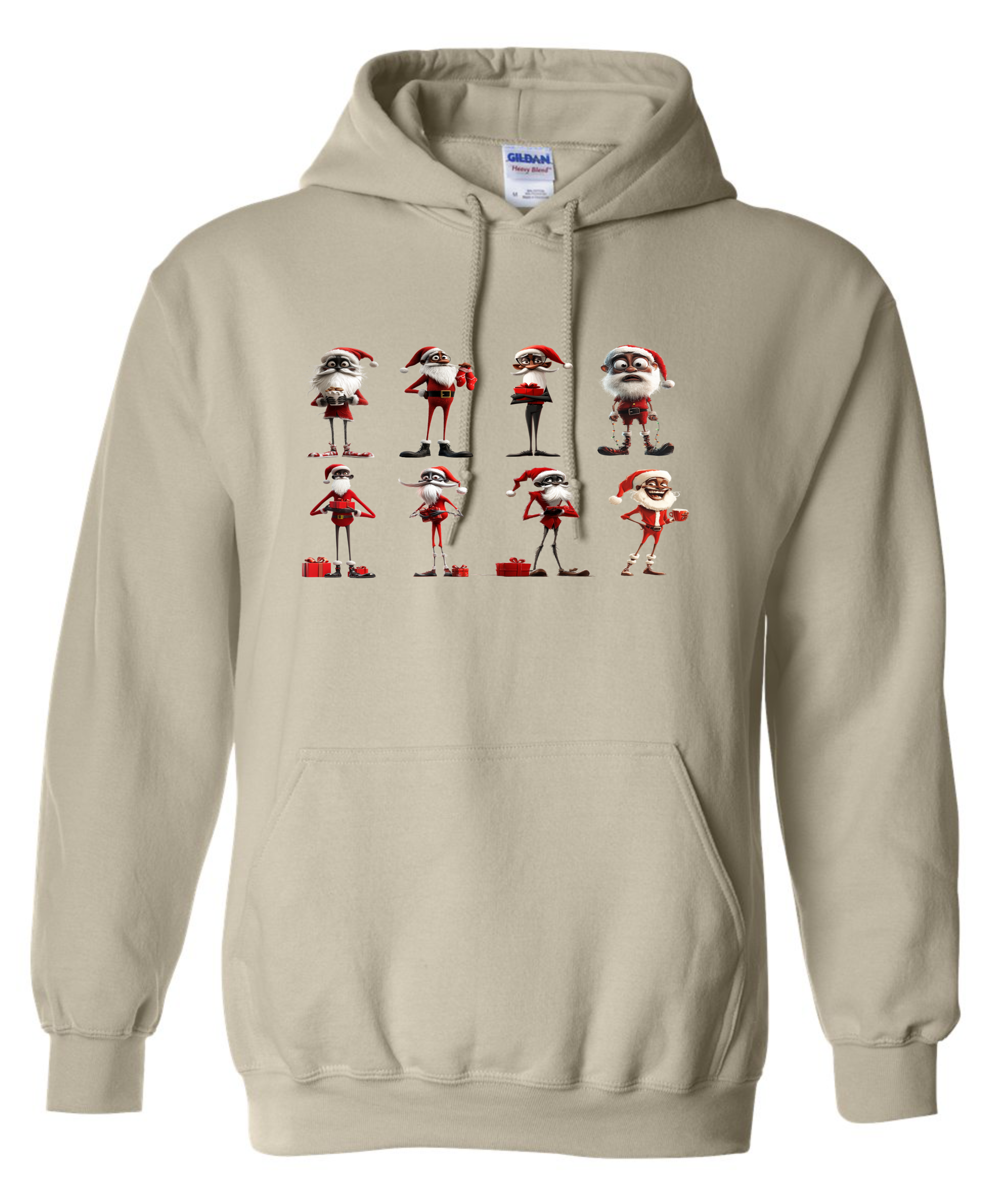 Funny skinny Santa hoodie beige