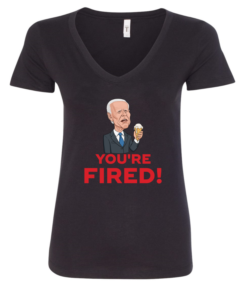 joe biden you're fired funny face cartoon vneck black