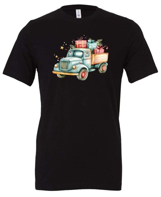 Christmas farm truck crewneck t-shirt tshirt tee black