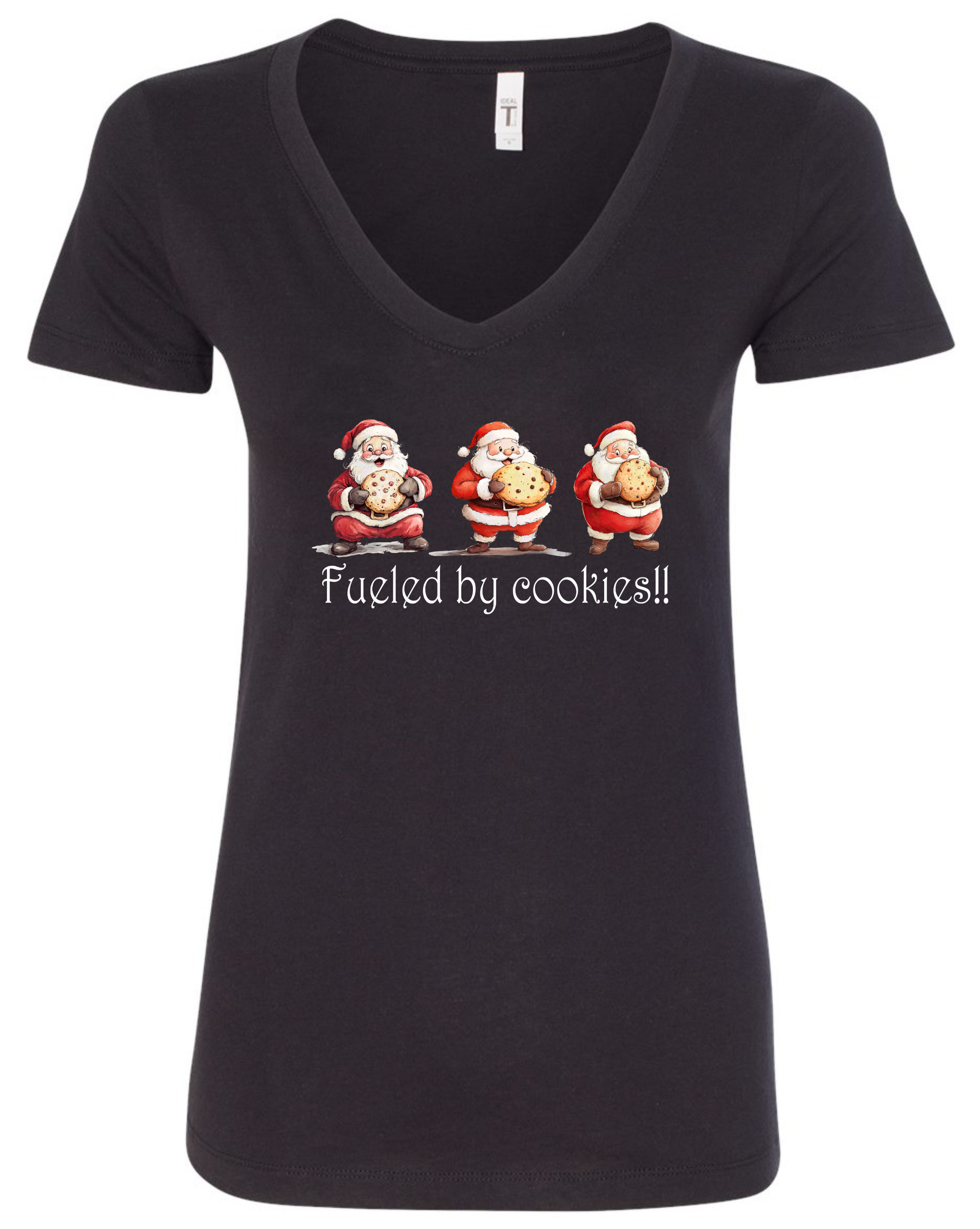 Santa themed Christmas v-neck t-shirt vneck tshirt tee black