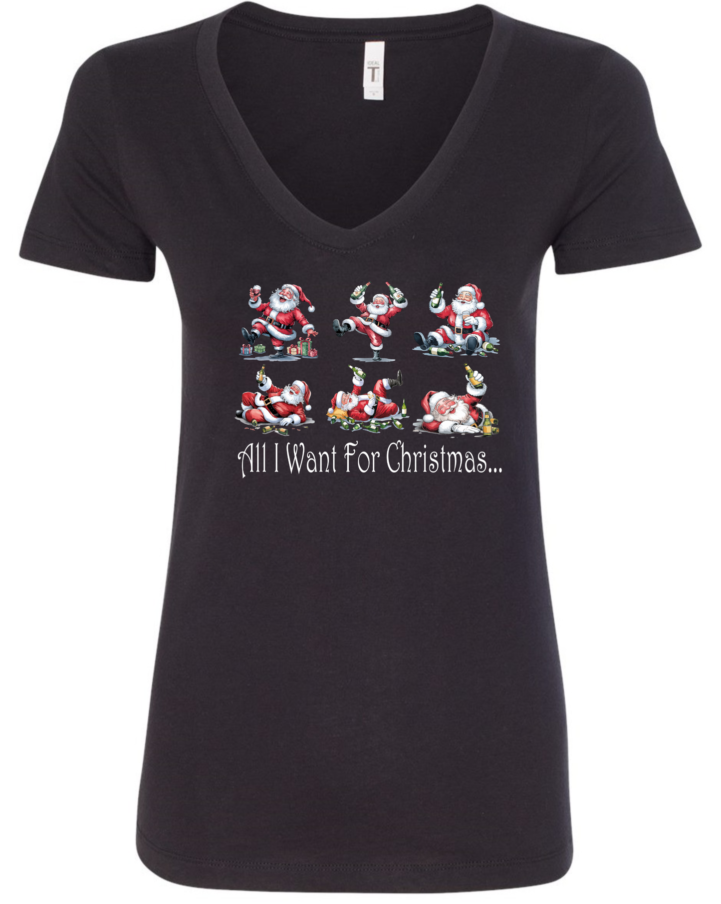 Alcohol themed Christmas v-neck t-shirt vneck tshirt tee black