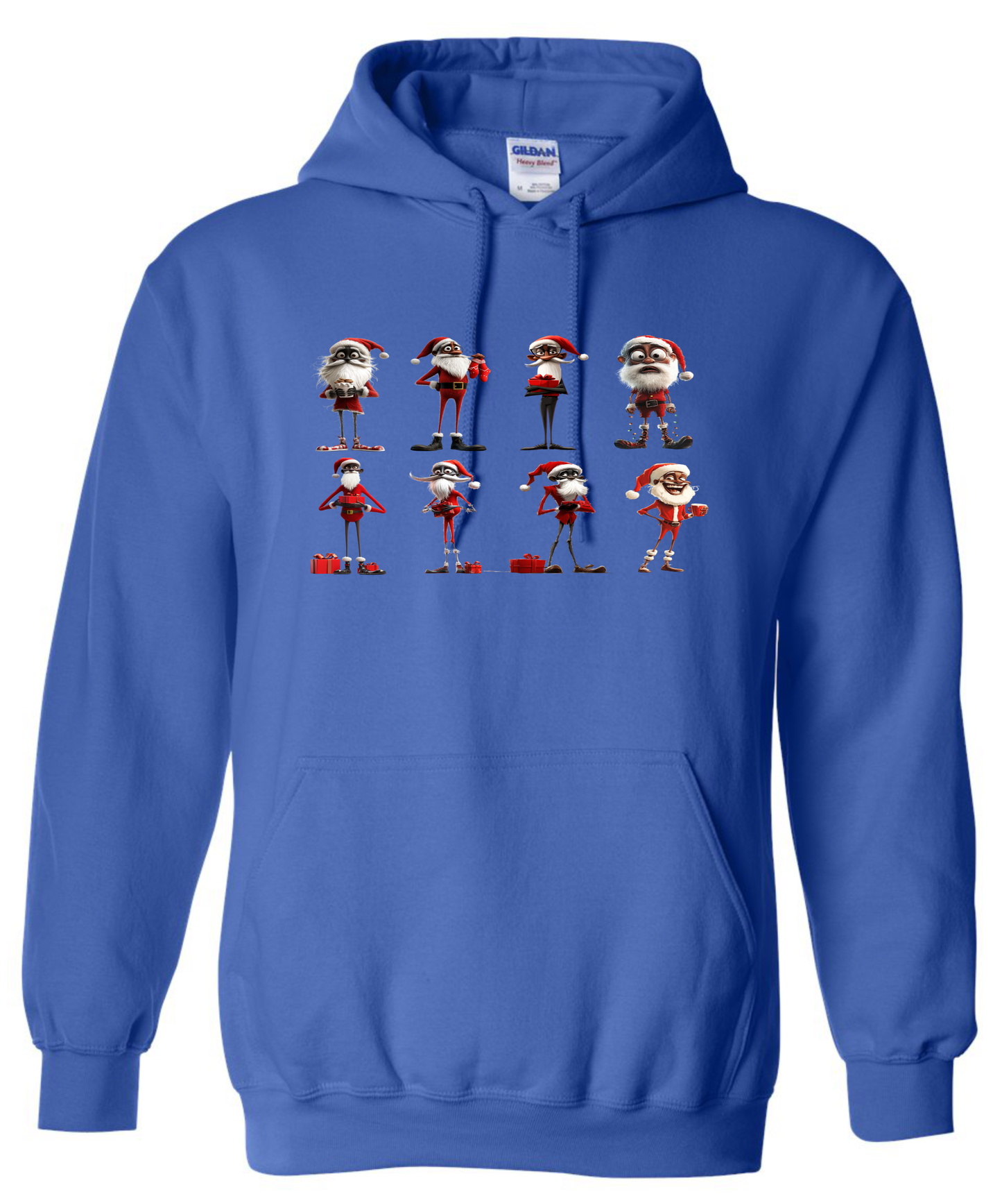 Funny skinny Santa hoodie blue