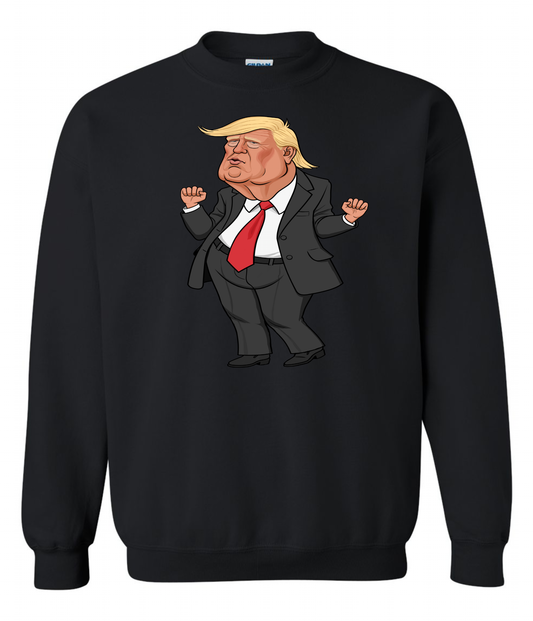 funny donald trump dancing meme cartoon sweatshirt crewneck long sleeve black