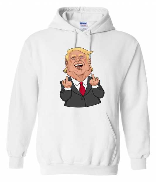 funny donald trump middle fingers meme cartoon sweatshirt hoodie long sleeve white