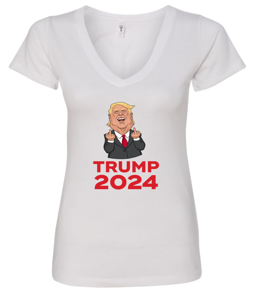 trump 2024 middle fingers meme white tshirt