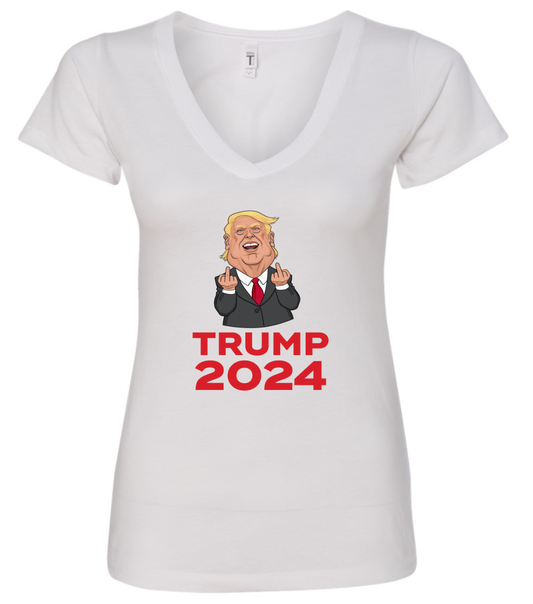 trump 2024 middle fingers meme white tshirt