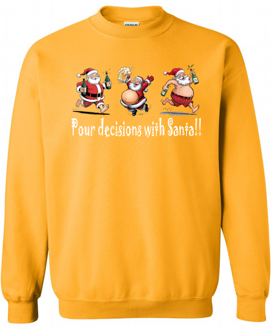 Funny drunk Santa outfit gold sweatshirt long sleeve crewneck