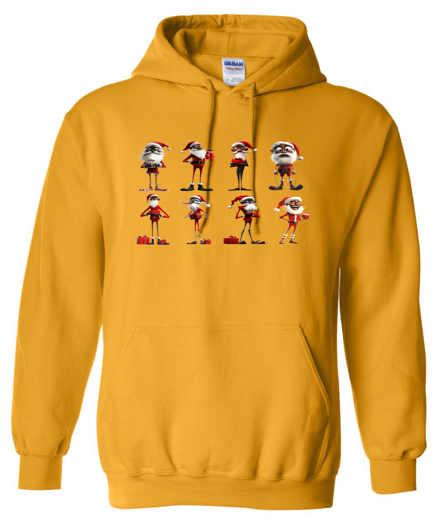 Funny skinny Santa hoodie gold