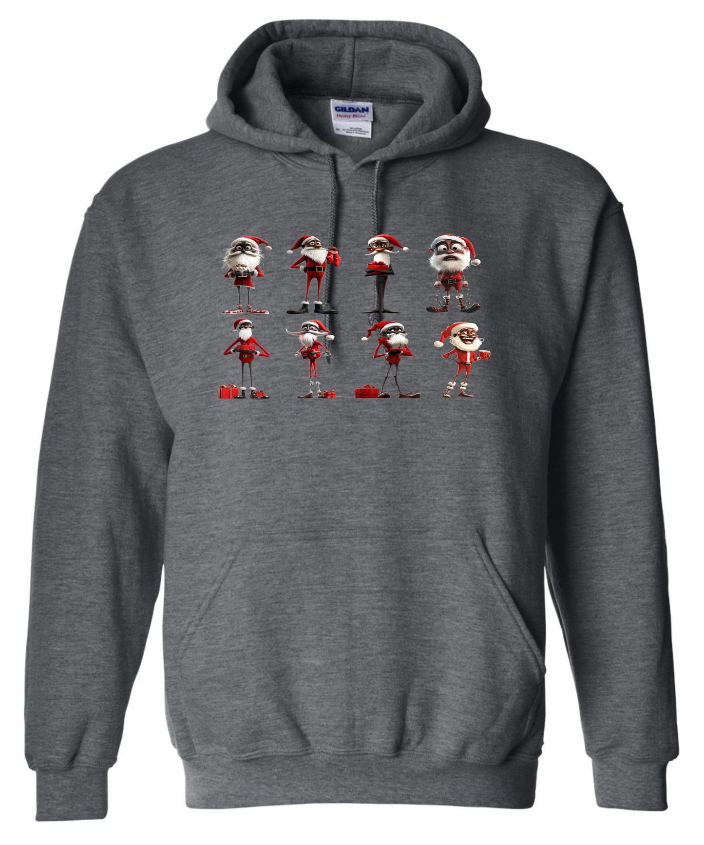 Funny skinny Santa hoodie dark gray grey