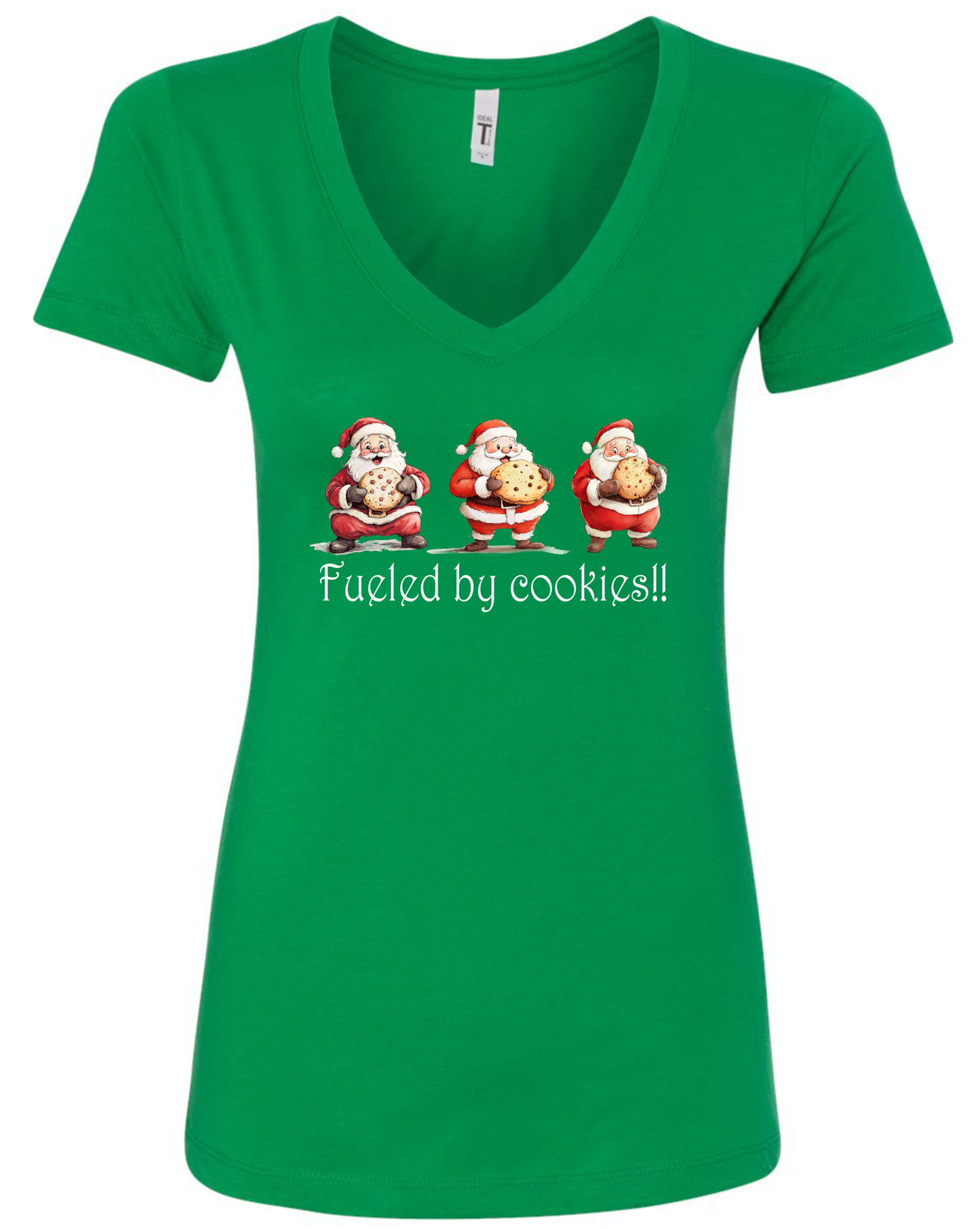 Santa themed Christmas v-neck t-shirt vneck tshirt tee green