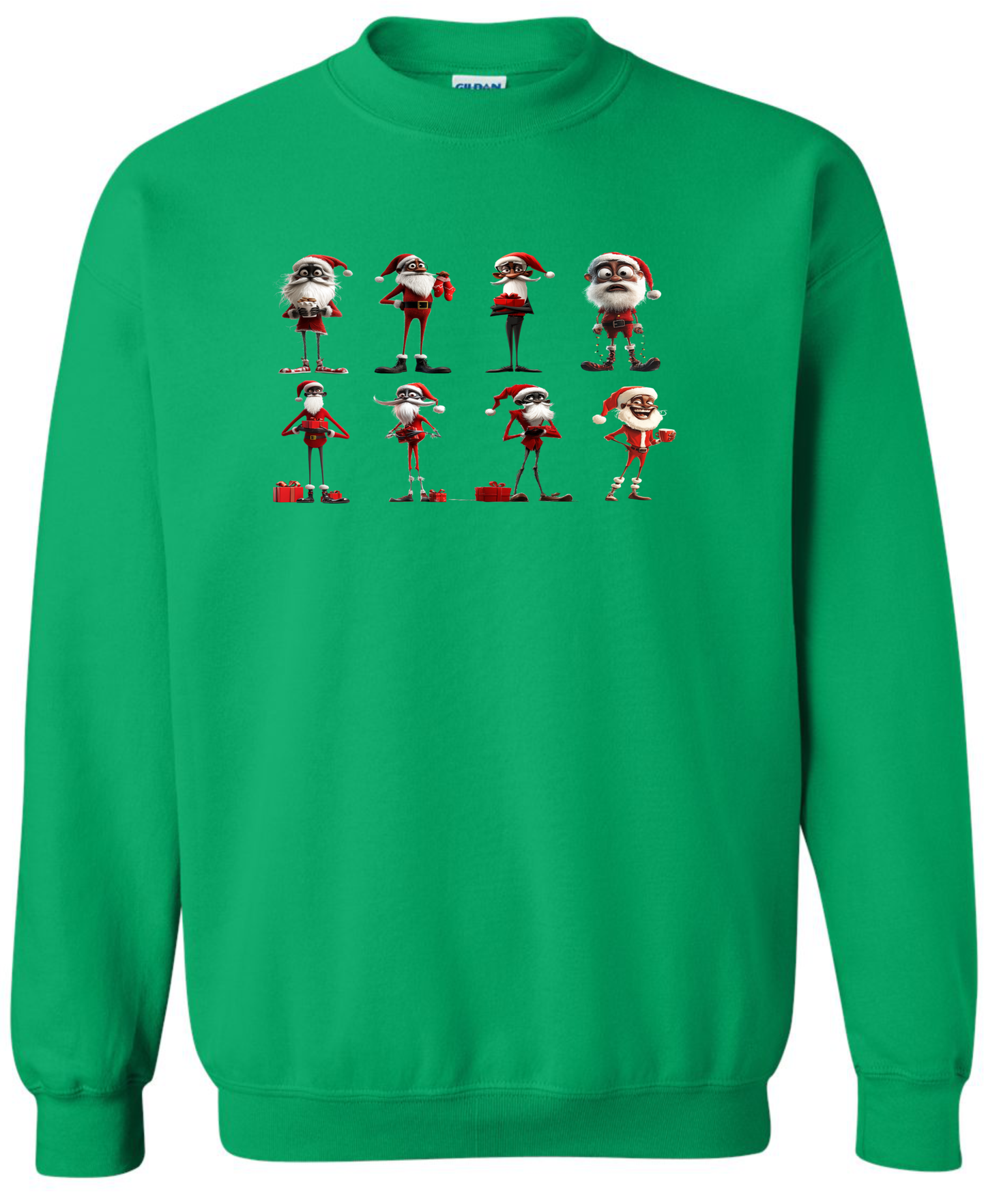 African skinny Santa green sweatshirt long sleeve crewneck