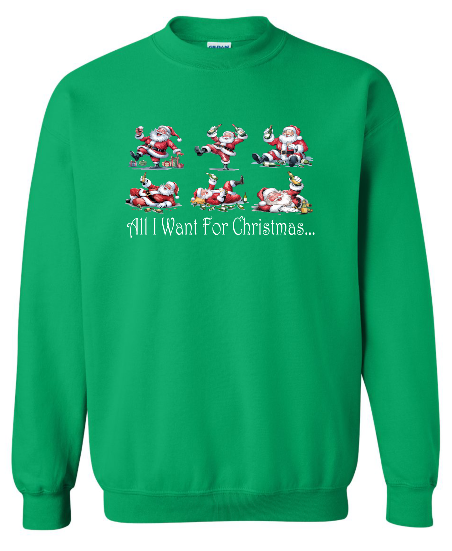 Naughty Santa gifts green sweatshirt long sleeve crewneck