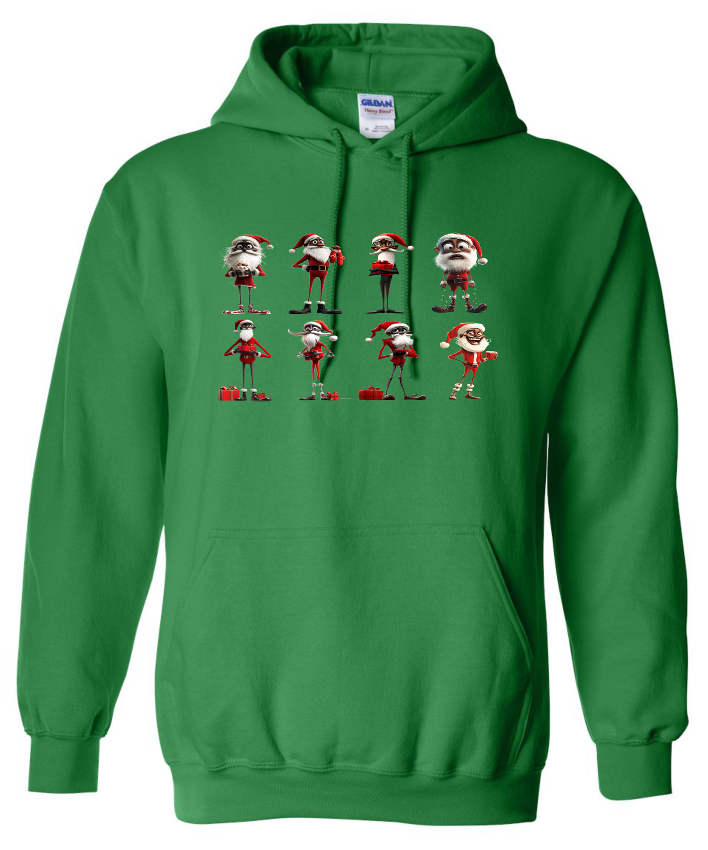 Funny skinny Santa hoodie green