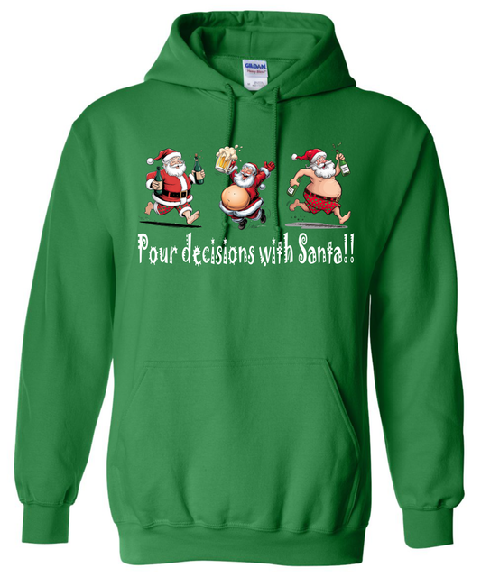 Drunk Santa Christmas gifts green hoodie