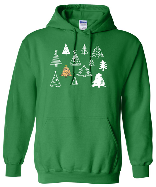 Christmas trees hoodie green