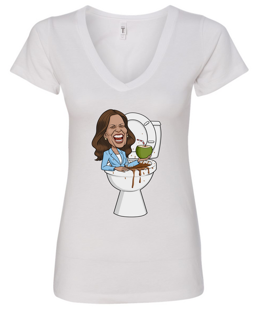 coconut tree kamala harris cartoon white tshirt