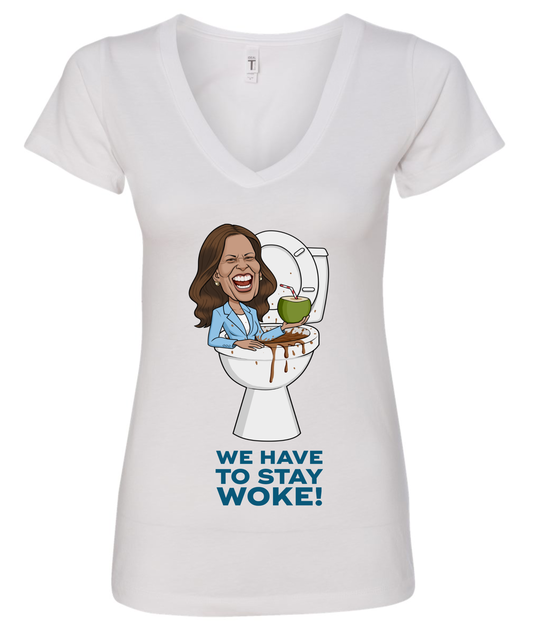 we have to stay woke kamala harris cartoon white tshirt