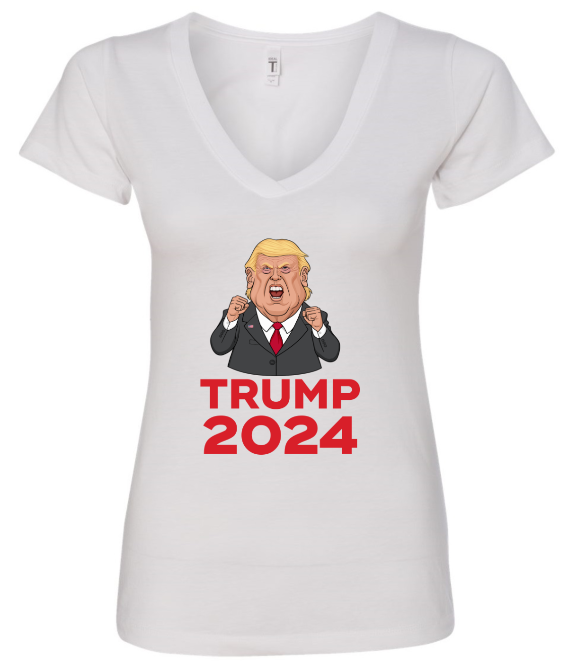 trump 2024 very mad face cartoon white tshirt