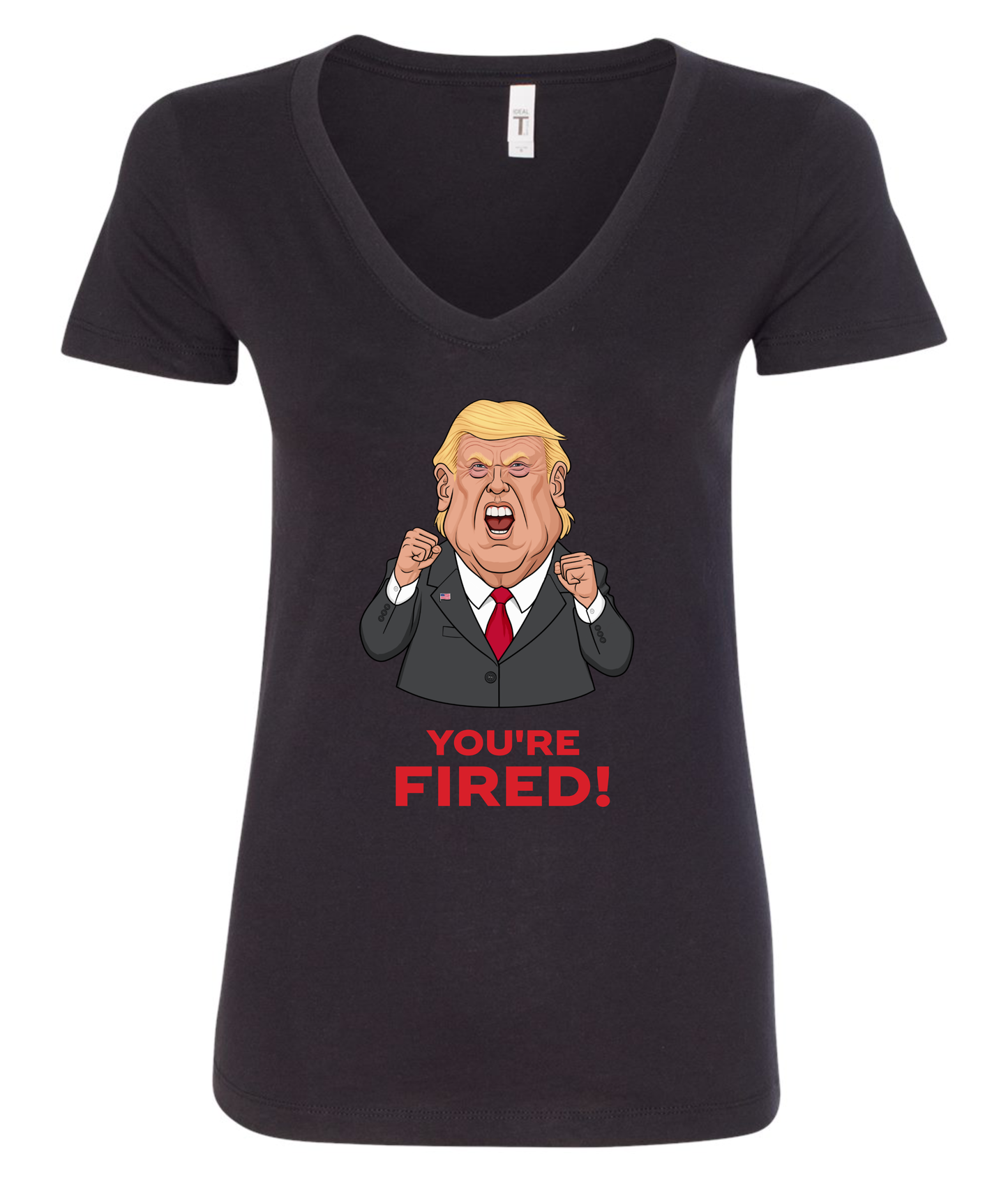 very mad face trump you're fired cartoon vneck black