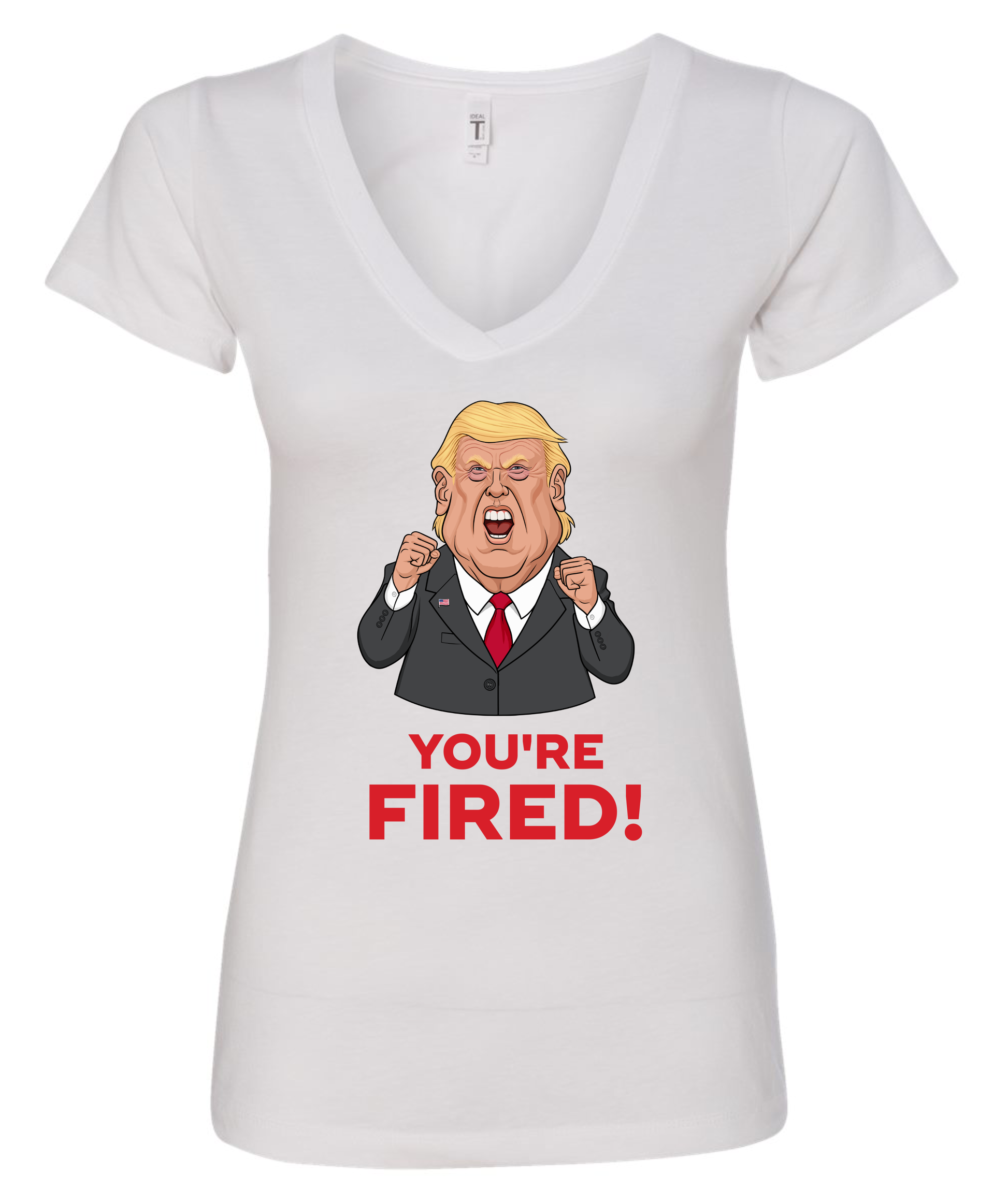 very mad face trump you're fired cartoon white tshirt