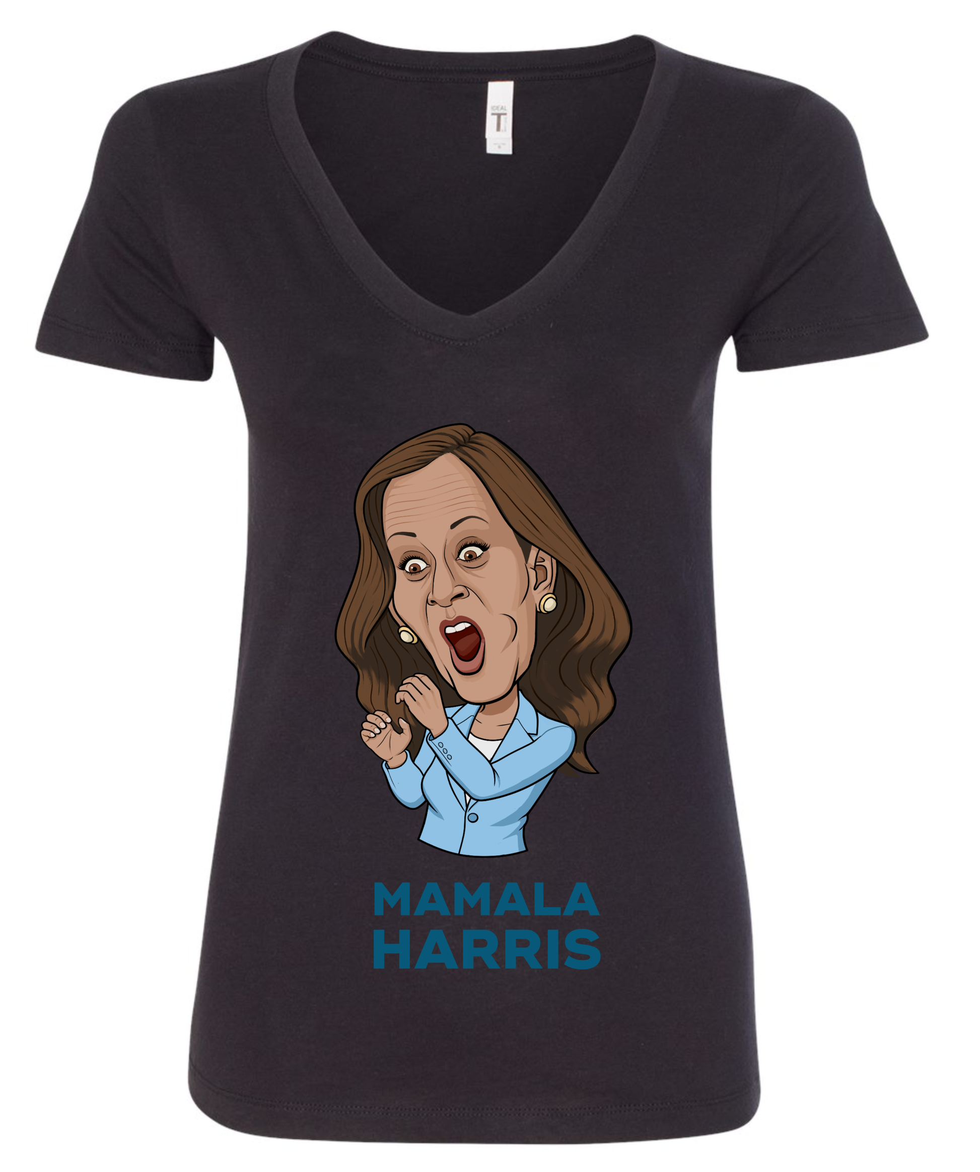 mamala harris kamala harris cartoon vneck black