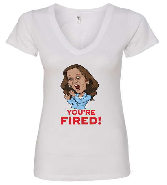 kamala harris you're fired cartoon white tshirt